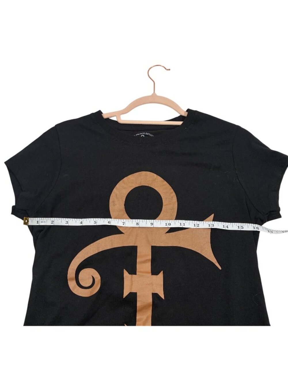 Prince Estate Official Womens fitted  Black T-Shirt Gold Symbol Logo Size M - Picture 4 of 5